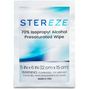 Stereze STIA1W 70% Isopropyl Alcohol, Individual Foil Wipes, 5" x 6", 50/Box