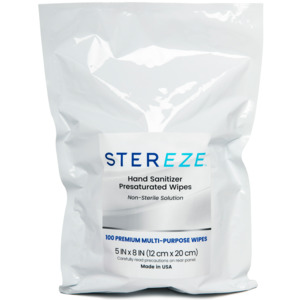 Stereze STHS100RW Hand Sanitizer, Presaturated Wipes, 5" x 8", 100/Refill pk