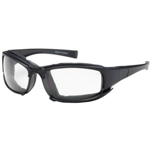 Bouton Optical 250-CE-10090 Cefiro Safety Glasses, Full Frm, BK/Rubber Foam, CL Lens, Anti-Scratch/Fog