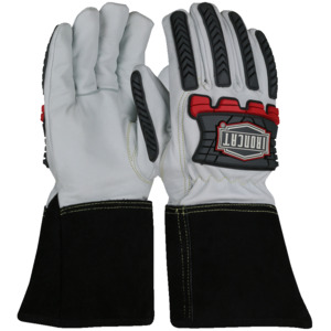 Ironcat 6244/3XL Gloves, 3X-Large, Goatskin Leather, Premium, TPR Extended Gauntlet Cuff, Natural