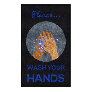 M+A Matting 3017349 Please Wash Your Hands Floor Mat, 3' x 5'