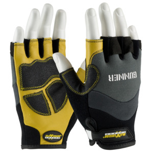 Maximum Safety 120-4300/XXL Glove, Gunner Workman, Reinforced Goatskin Palm, Half-Finger, Gray, 2XL