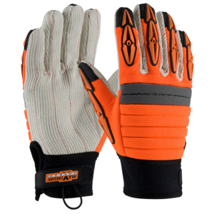 Maximum Safety 120-4720/XXL Glove, Derrickmen, Cotton Canvas Palm, TPR, Hi-Vis Orange, 2XL