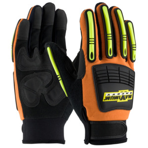Maximum Safety 120-5900/M Glove, MOG, Synthetic Leather Palm, TPR Impact, Hi-Vis Orange, Medium