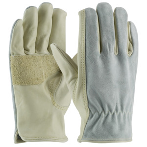 Maximum Safety 122-169/L Glove, Leather Drivers Style, Anti-Vibration, Shock Absorb, Beige, Large