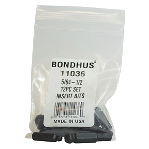 Bondhus 11036 1-1/2" Hex Set, Inch, Ball-end, 12 pc., 5/64-1/2"