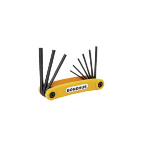 Bondhus 12591 GorillaGrip® Fold-Up Hex Key Set Inch, 9 Piece, 0.050" - 3/16"