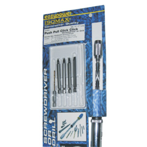 Eazypower 81964 Push Pull Click Click Screwdriver/Drill Kit with 1/4-Inch Hex, Power Bits and Hex drive Drill Bits