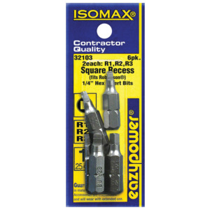 Eazypower 32103 Robertson (Square) Set, 6 pc., R1, R2, R3 (2 ea)