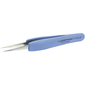 Lindstrom 3-SA-ET Tweezers, Very Sharp Tip, Anti-Magnetic, ESD, 4.72" OAL, Stainless Steel
