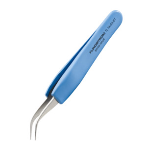 Lindstrom 7-SA-ET Tweezers, Curved, Fine Tips, Anti-Magnetic, ESD Safe, 4.53" OAL, Stainless Steel